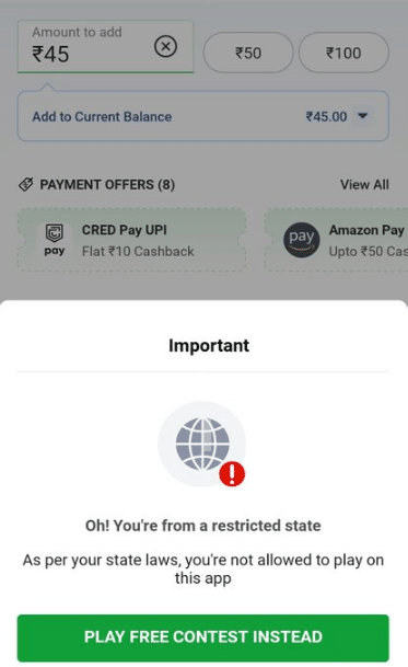 Dream11 Banned States in 2025 Dream11 Banned States in 2025
