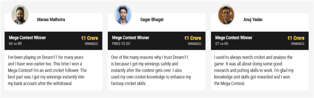 Successful User Experiences and Winnings Successful User Experiences and Winnings