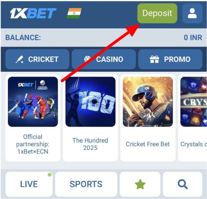 1xBet Deposit button 1xBet Deposit button