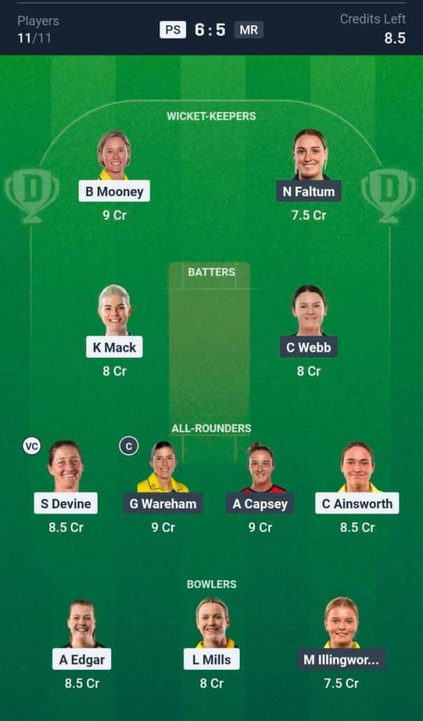 PS-W vs MR-W Dream11 Prediction PS-W vs MR-W Dream11 Prediction