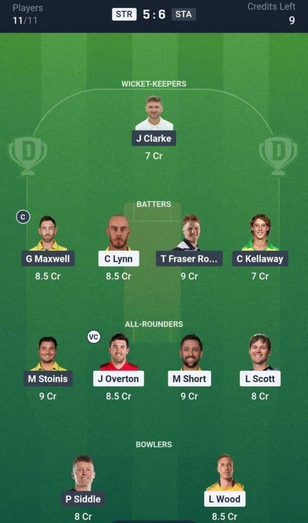 STR vs STA Dream11 prediction team STR vs STA Dream11 prediction team