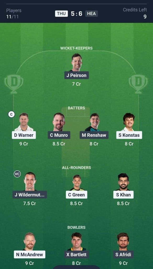 THU vs HEA Dream11 Prediction team THU vs HEA Dream11 Prediction team